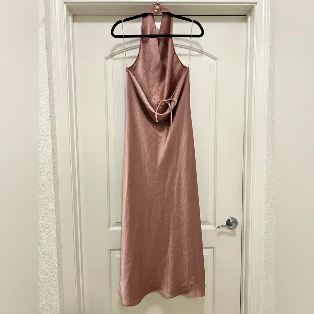 NWOT Vince Halterneck Maxi Dress with Pearl Closure and Open Back - Picture 14 of 15